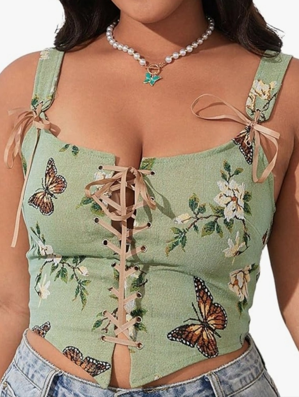 Floral & Butterfly Corset Top